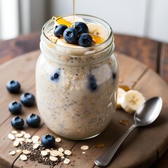 &ldquo;Blueberry Banana Overnight Oats in a Jar&rdquo;.