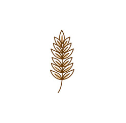 Simple, stylized wheat ear graphic.  Beige and light tan colors.  Outlined.  Dark background