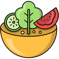 salad illustration design with filled outline