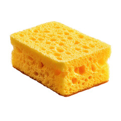 A bright yellow sponge, rectangular in shape, with a porous texture