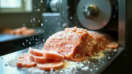 Meat processing scene shooting