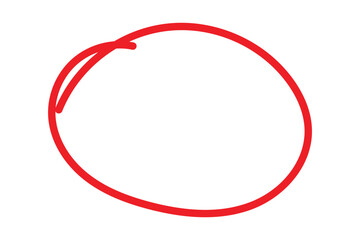 Red hand drawn circle, doodle drawing circular frame, Bright red scribble ovals and bubbles vector illustration