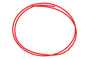 Red hand drawn circle, doodle drawing circular frame, Bright red scribble ovals and bubbles vector illustration