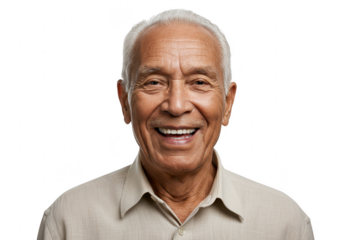 Smiling senior man isolated on transparent background