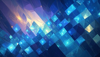Abstract geometric pattern of vibrant, glowing shapes