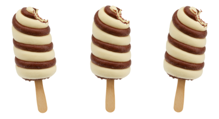 Swirled brown and white ice cream bars on sticks