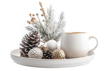 Detailed Picture of Serene Holiday Mornings Isolated on White Background, Depth of Field