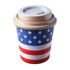 An american flag coffee cup isolated on transparent background