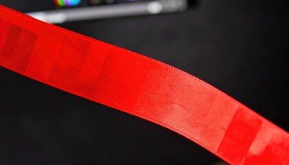 Red Diagonal Ribbon with Glitch Effect and RGB Shift