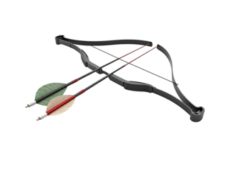 3D Render of Modern Bow and Arrows Archery Equipment, Sport, Hunting, Competition