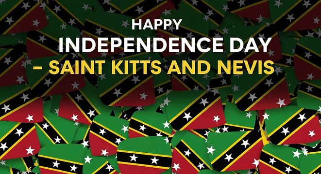 Happy Independence Day Saint Kitts and Nevis: Festive Flag Design - Powered by Adobe