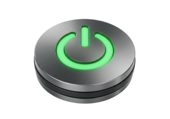 Metallic power button green light technology icon interface symbol