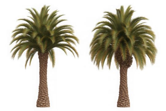  Set of phoenix canariensis palm - Canary Island date palm isolated on transparent background. 3D render