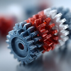 Labor Day celebration featuring intricate gear designs in red, white, and blue for a festive atmosphere