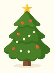 Minimalist Christmas Tree with Ornaments and Star