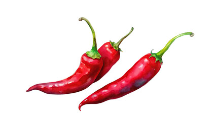 Watercolor chili pepper isolated on white isolated on transparent background