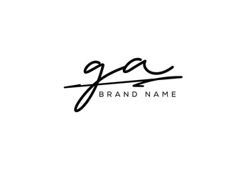 GA letter elegant cursive beauty handwriting logo.