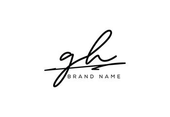 GH letter elegant cursive beauty handwriting logo.