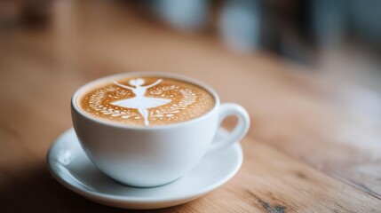 Distorted cappuccino foam art shaped like a ballerina