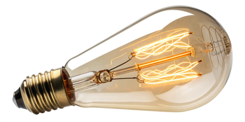 Illuminating Idea: A close-up of a vintage-style lightbulb, filaments glow warm with a vintage and cozy feel.