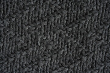 texture of dark knitted fabric with detailed pattern. Soft textile background for fashion, design, and textile industry concepts