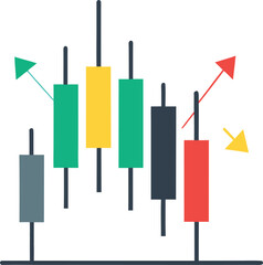 Minimalist Candlestick Chart with Bearish Arrow