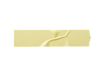 Pale yellow adhesive tape with torn edge on transparent background