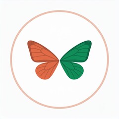 Colorful butterfly wings, outlined in a circle, simple design.