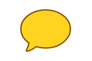 Bright yellow speech bubble vector icon, simple flat design, cartoon style dialogue symbol for graphics and communication illustrations, transparent background, chat and message concept