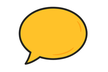 Yellow Speech Bubble Vector Icon, Flat Style Cartoon Illustration with Transparent Background, Comic Dialogue Symbol, Communication Concept, Graphic Design Element