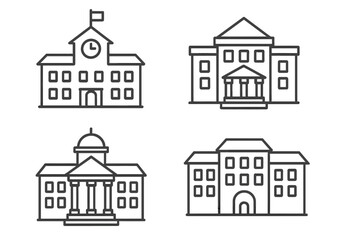 Fototapeta premium School, College, University Line Icon Collection with Editable Stroke, Academic Building Illustrations for Infographics, Articles, Books, Flyers, Banners, Vector Education Symbols