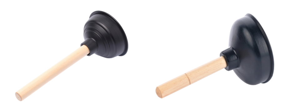 Black Rubber Plunger With Wooden Handle Isolated On Transparent Background Professional Cleaning Tool For Plumbing And Home Repairs - Powered by Adobe