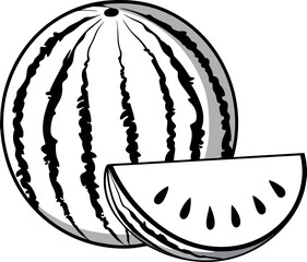 watermelon and slice outline icon