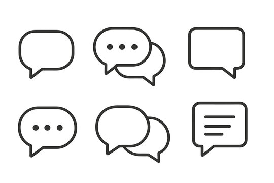 Speech bubble line icon pack. Chat message and comment conversation pictograms. Minimalist communication symbols for web, apps, social media. Vector outline illustration set.