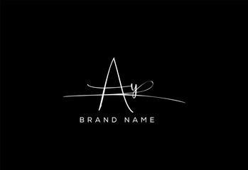 AY letter beauty cursive handwriting logo.