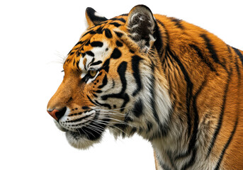 Fototapeta premium Tiger face close up isolated on transparent background