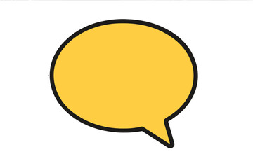 Yellow speech bubble icon, simple flat vector graphic, cartoon style illustration with transparent background, communication symbol, message, chat dialog design, social media concept