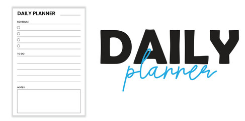 daily,planner,template flat vector printable daily planner schedule organizer template design with minimalist layout 