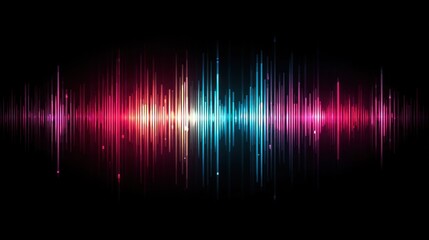 Abstract colorful sound wave visualization against a black background.