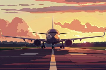 High Quality Visual of a Cartoon Illustration of a Plane on the Runway