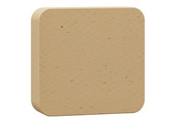 Square wooden block with rounded corners isolated on transparent background