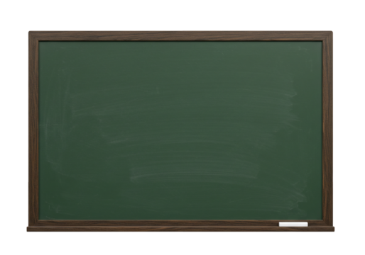 Green chalkboard with wooden frame and chalk