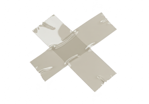 Cross shape made of adhesive tape isolated on transparent background