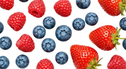 Red berries blue berries and strawberries food pattern design