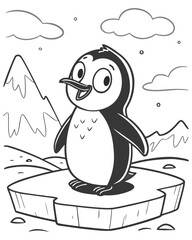 Adorable Coloring Book for Children A Fun Adventure with a Cute Fox in a Sunny Landscape - Coloring Page