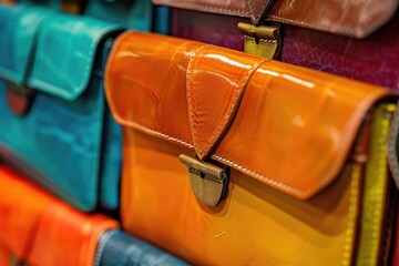 High Definition Image of Fashionable Women Collection of Multi Colored Leather Purses