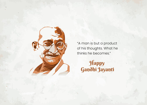 Happy Gandhi Jayanti, 2nd October with Gandhiji Illustration