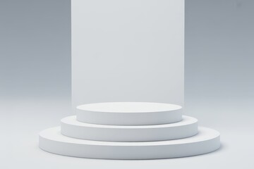 White podium and white background for product presentation