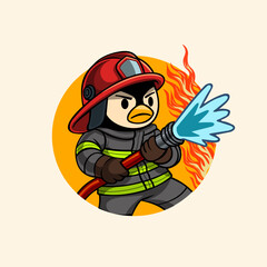 Penguin Firefighter in Action
