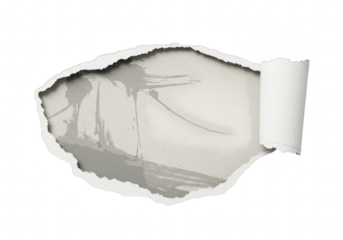 Torn paper with grey abstract pattern isolated on transparent background